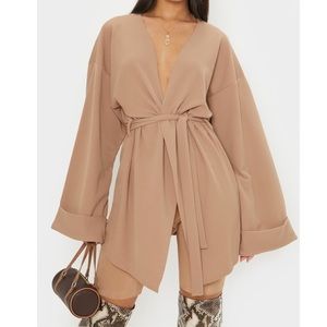 Camel Belted Oversized Sleeve Blazer/S(4)